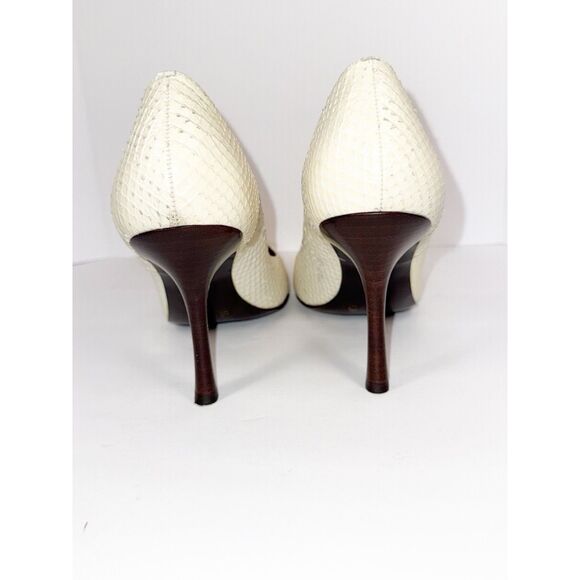 BCBG Leather Pump Y2K Brazil Croc Embossed Pointed Toe Stiletto Heels Witch 9.5B - Picture 6 of 16